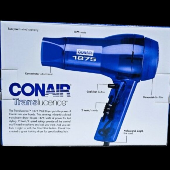 NIB Conair Translucence 1875 watt Hair Dryer - Picture 2 of 3